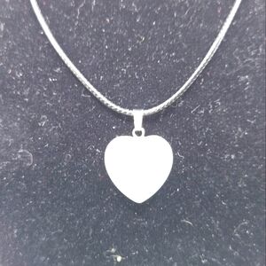 White Heart Pendant With Silver Necklace